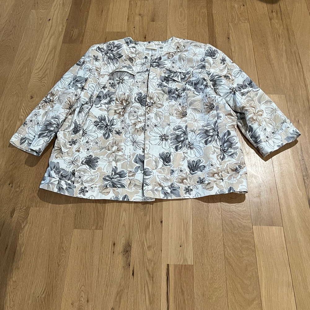 Alfred Dunner Floral Print Women's open front Jacket 24W